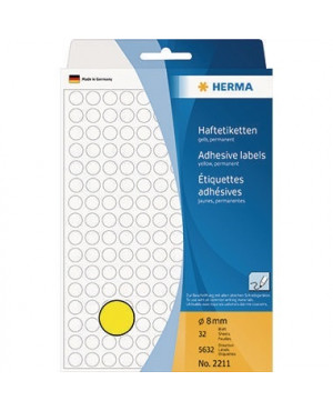 HERMA Markierungspunkt 2211 8mm Papier gelb 5.632 St./Pack.