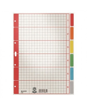 Leitz Register 43500085 blanko DIN A4 6farbig bedruckt Karton grau