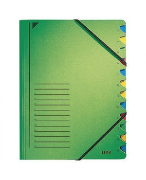 Leitz Ordnungsmappe 39120055 DIN A4 12Fächer farbig Karton grün