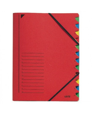 Leitz Ordnungsmappe 39120025 DIN A4 12 Fächer farbig Karton rot