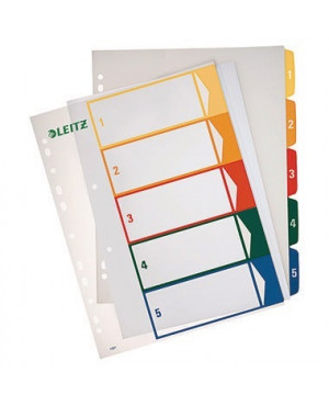 Leitz Register 12910000 DIN A4 1-5 volle Höhe PP farbig/transparent