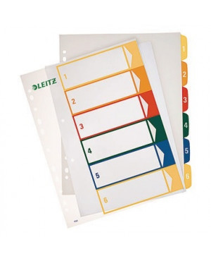 Leitz Register 12920000 DIN A4 1-6 volle Höhe PP farbig/transparent