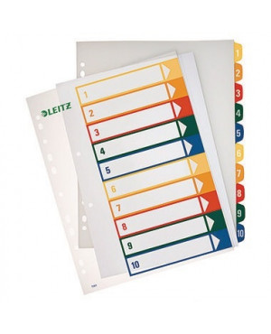 Leitz Register 12930000 DIN A4 1-10 volle Höhe PP farbig/transparent