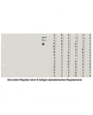 Leitz Registerserie 13080085 DIN A4 A-Z für 8Ordner halbe Höhe grau