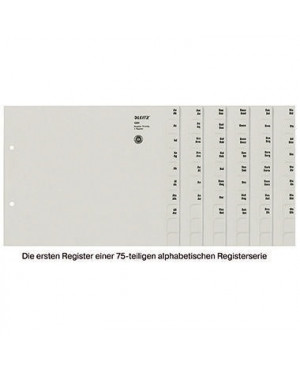 Leitz Registerserie 13510085 DIN A4 A-Z für 75Ordner Tauenpapier grau