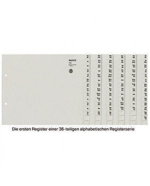 Leitz Registerserie 13360085 DIN A4 A-Z 36Ordner Tauenpapier grau