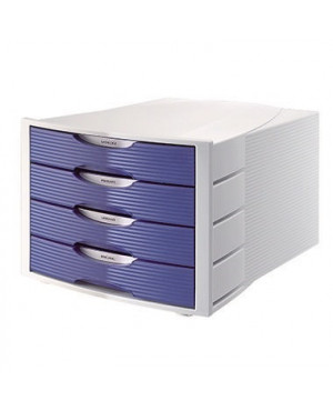 Soennecken Schubladenbox1553 4geschlossene Schübe blau