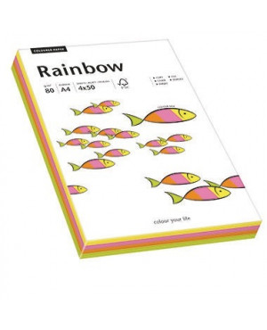 Rainbow Kopierpapier 88043191 A4 80g neon sortiert 200 Bl./Pack.