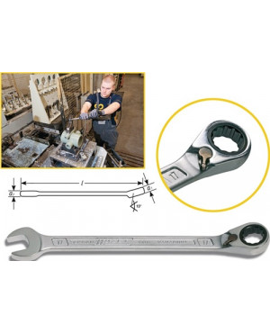 Knarren-Ringmaulschlüssel 606-22 A.Dpl.6k.L.291.5mm SW22mm 72Z Feinverz.