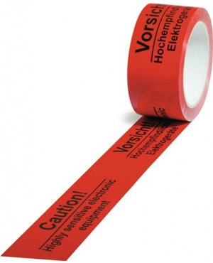 Warnklebeband PP,Empfindliche Elektrogeräte L.66 m,B.50mm rot Rl.