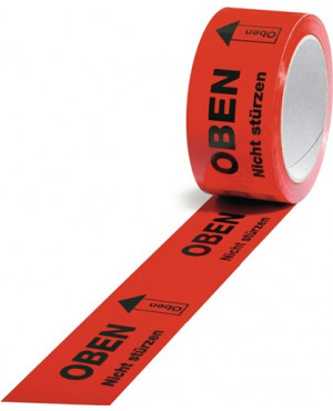 Warnklebeband PP,Oben L.66 m,B.50mm rot Rl.