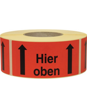 Hinweisetikett Hier ob L.145 mm,B.70mm rot 1000 St./Rolle