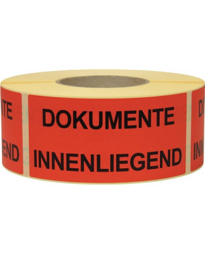 Hinweisetikett Dokumente inliegend L.145 mm,B.70mm rot 1000 St./Rolle