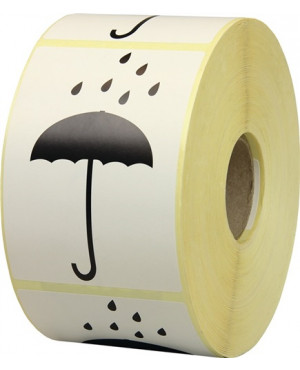 Hinweisetikett Symbol Regenschirm L.75 mm,B.105mm weiß 1000 St./Rolle