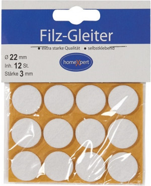 Filzgleiter 22mm Filz weiß selbstkl.