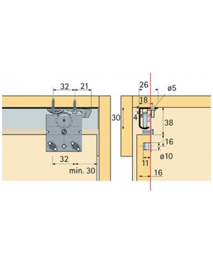 Schiebetürbeschlag Top Line 27 2-türig Komplett-Set 25kg DIN L/R Hettich