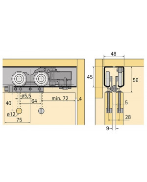 Laufprofil zu Top Line 1 6000mm Alu. blk Hettich