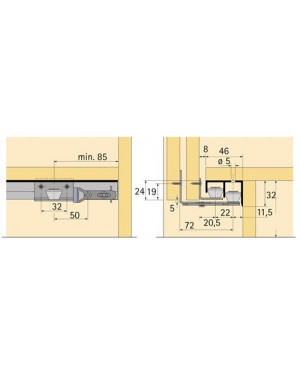 Führungsprofil zu unterer Türführung STB 11 Alu. blk 6000mm Hettich