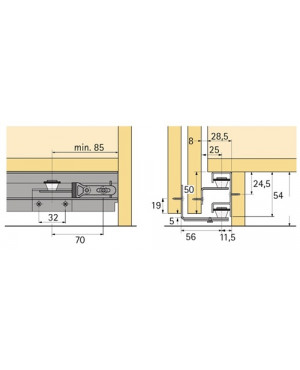 Führungsprofil zu unterer Türführung STB 12 Alu. blk 6000mm Hettich