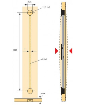 Ausrichtbeschlag Ku./STA Türhöhe max. 2600mm ab 16mm Hettich