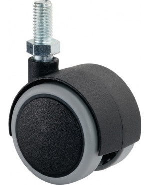 Kunststoffdoppelrolle D.40 mm Trgf.30 kg m.Gew.stift M10 PA