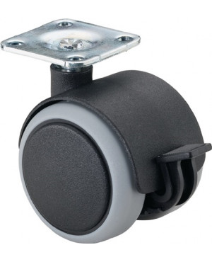 Kunststoffdoppelrolle m.Feststeller D.50mm Trgf.50kg m.Platte m.Feststeller Ku.