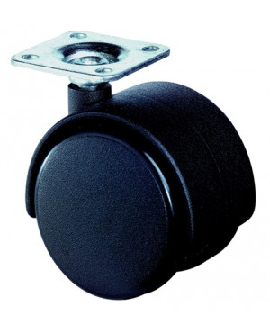 Kunststoffdoppelrolle D.40mm Trgf.30kg m.Platte PA transp.