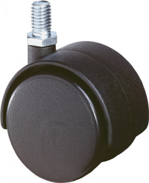 Kunststoffdoppelrolle D.40mm Trgf.30kg m.Gew.stift M8 PA transp.