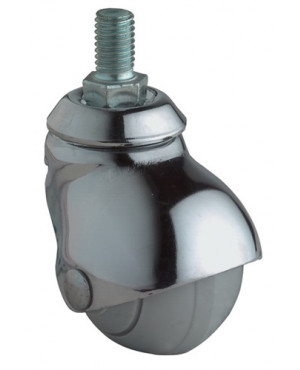 Kugellenkrolle D.40mm Trgf.30kg m.Gew.stift Gum.grau