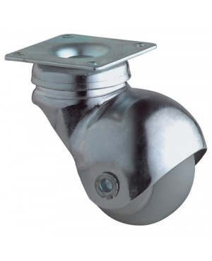 Kugellenkrolle D.40mm Trgf.30kg m.Platte Gum.grau