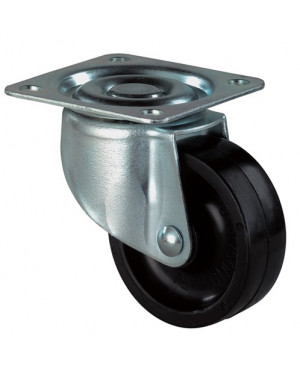 Lenkrolle D.50mm Trgf.40kg m.Platte Ku.schwarz