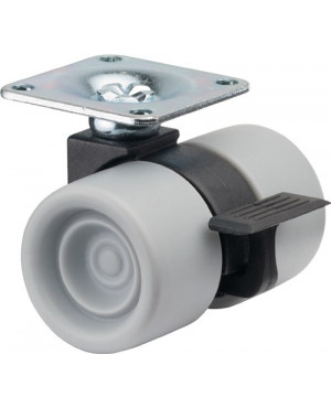 Kunststoff-Doppelrolle m.Feststeller 38mm 60kg m.Feststeller Ku.grau 47x47mm