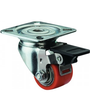 Lenkrolle m.Feststeller D.35mm Trgf.100kg m.Platte kompakt Polyurethan