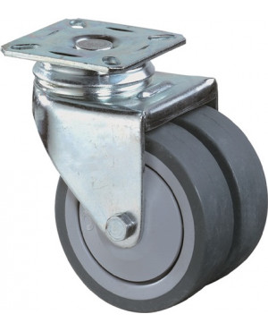 Doppel-Lenkrolle 50mm 60kg o.Feststeller Vollgummi blaugrau 60 x 60mm