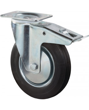 Lenkrolle D.160mm Trgf.135 kg m.Feststeller Gum.Platte L135xB110mm