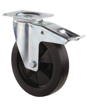 Lenkrolle D.125mm Trgf.150 kg m.Feststeller VG Platte L115xB85mm