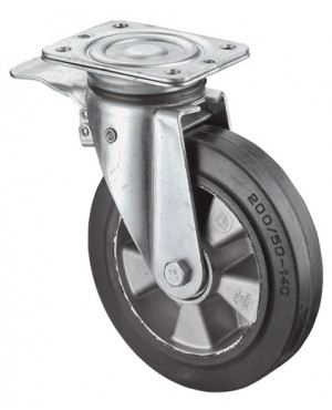 Schwerlast-Lenkrolle D.160mm Trgf.300kg m.Feststeller Gum.135mm 110mm