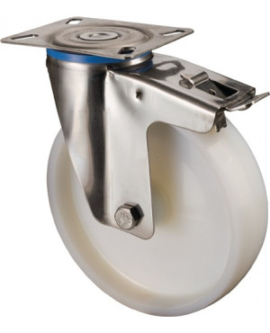 Lenkrolle D.100mm Trgf.130 kg m.Feststeller Ku.Platte L95xB80mm