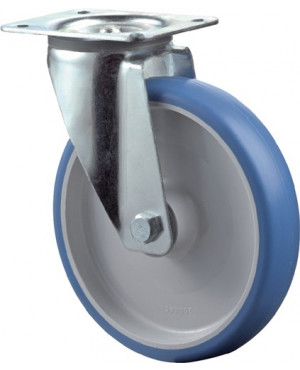 Lenkrolle D.125mm Trgf.150kg PU Platte L104xB80mm Farbe Rl.blau