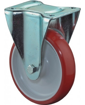 Bockrolle D.125mm Trgf.150kg Guß-Polyurethan Platte L104xB80mm