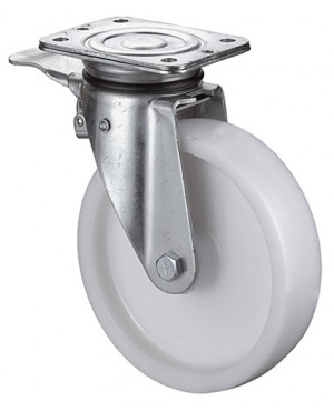 Schwerlastlenkrolle D.100mm Trgf.350 kg m.Feststeller Ku.Platte L105xB85mm