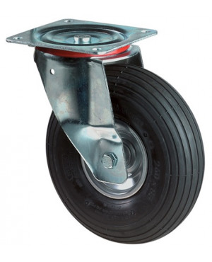 Luftrad D.200mm Trgf.75kg Lenkrolle m.Platte Rillenprofil