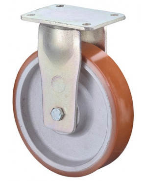 Schwerlast-Bockrolle D.200mm Trgf.1000kg Guß-Polyurethan Platte L138xB110mm