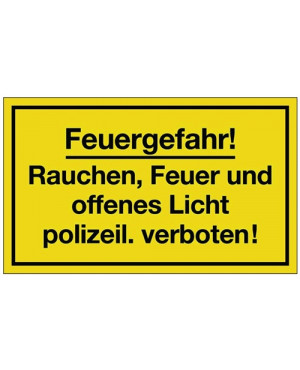 Hinweiszeichen Feuergefahr L250xB150mm gelb schwarz Ku.