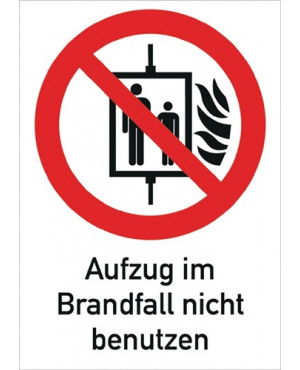 Folie Aufzug i.Brandfall nicht benutzen 185x131mm rot/weiß