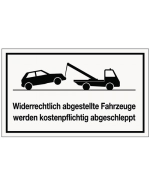 Hinweiszeichen Widerrechtliches Parken L250xB150mm weiß schwarz Ku.