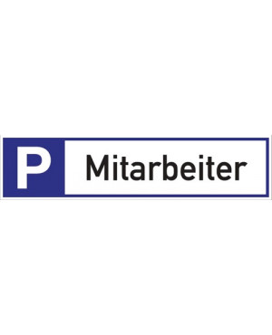Parkplatzbeschilderung Parkplatz f.Mitarbeiter L460xB110mm Alu.weiß/blau/schwarz