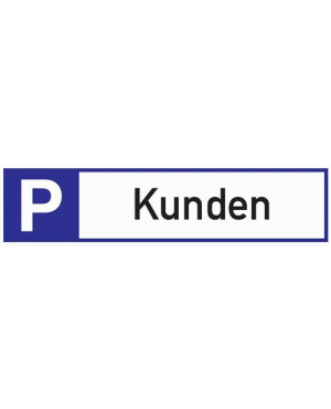 Parkplatzbeschilderung Parkplatz f.Kunden L460xB110mm Alu.weiß/blau/schwarz