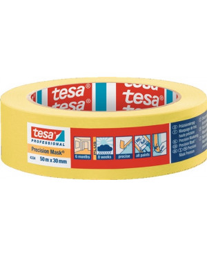 Präzisionskrepp® 4334 glatt gelb L.50m B.30mm Rl.TESA