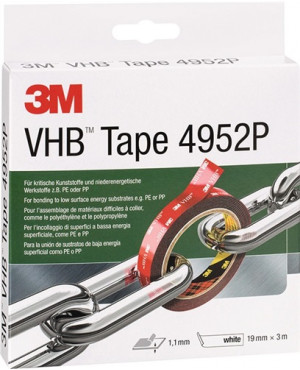 Montageband VHB Tape 4952F weiß L.3m B.19mm Rl.3M